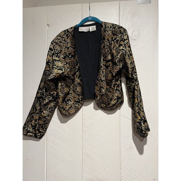 Vintage Passports of Pier 1 Imports jacket Beaded Large Women’s Cropped Floral - Picture 1 of 12